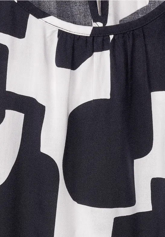 Kurzarmbluse mit Raffdetail dark vintage blue