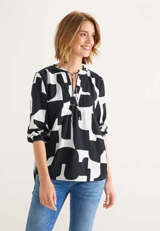 Print Bluse mit 3/4 Ärmel dark vintage blue