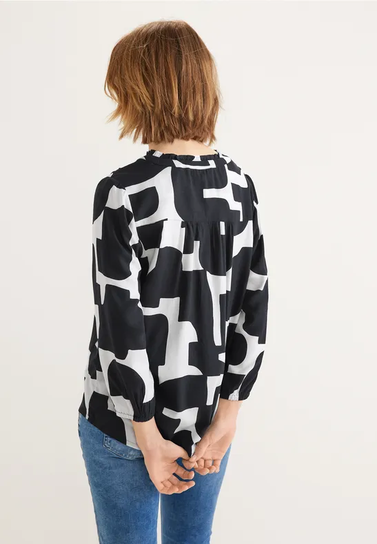 Print Bluse mit 3/4 Ärmel dark vintage blue