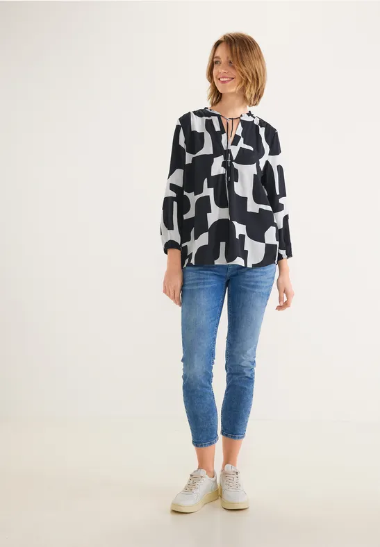 Print Bluse mit 3/4 Ärmel dark vintage blue