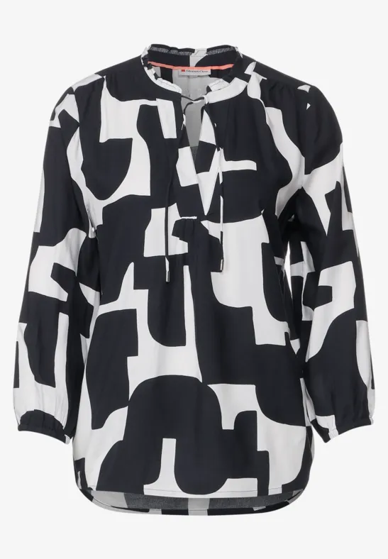 Print Bluse mit 3/4 Ärmel dark vintage blue