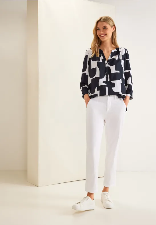 Bluse mit grafischem Print dark vintage blue