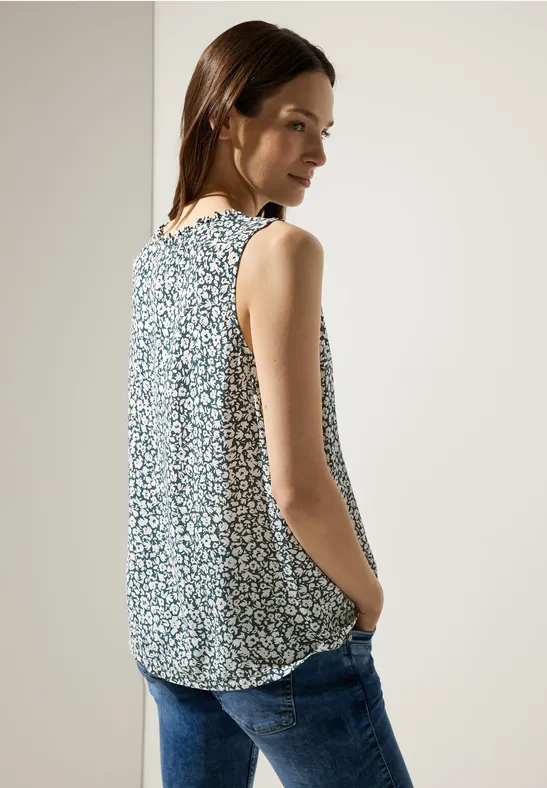 Printtop mit Rüschenl cool vintage green