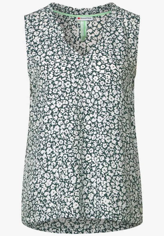 Printtop mit Rüschenl cool vintage green