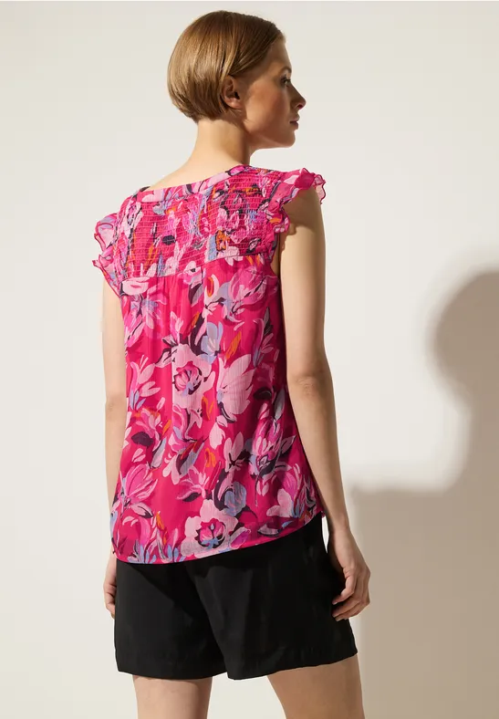 Chiffon Bluse mit Rüschen berry rose