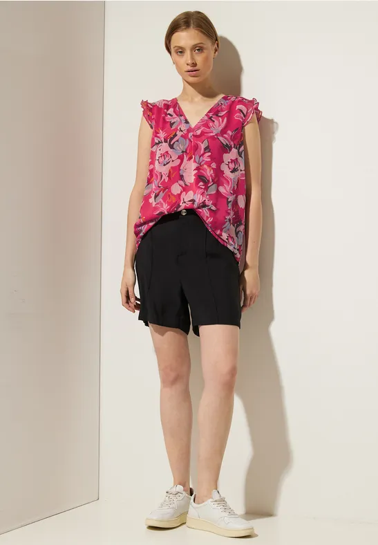 Chiffon Bluse mit Rüschen berry rose