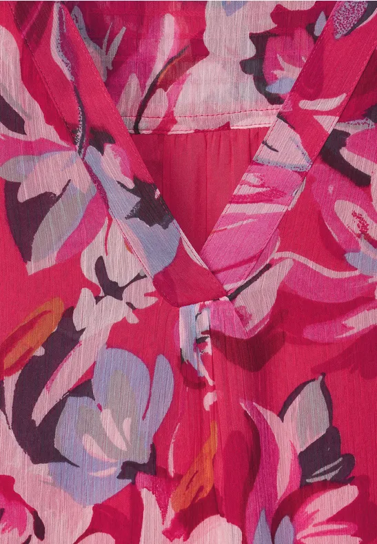 Chiffon Bluse mit Rüschen berry rose