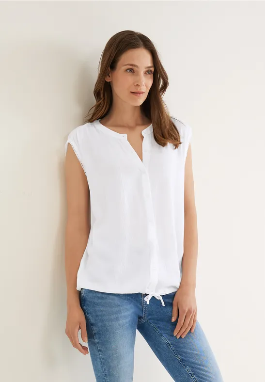 Bluse in Crinkle Optik White