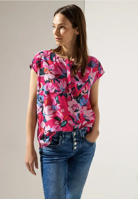 Print Blusenshirt berry rose