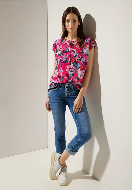 Print Blusenshirt berry rose