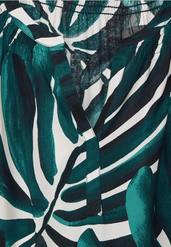 Tunikabluse mit Blätterprint lagoon green
