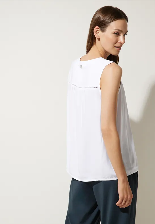 Viskosebluse mit Häkeldetail White