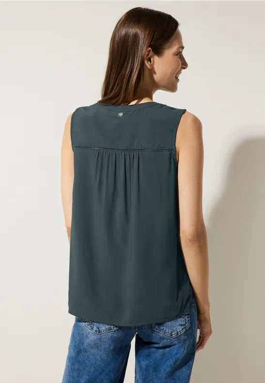 Viskosebluse mit Häkeldetail cool vintage green