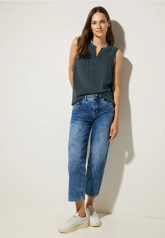 Viskosebluse mit Häkeldetail cool vintage green