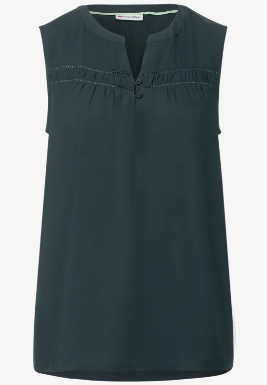 Viskosebluse mit Häkeldetail cool vintage green