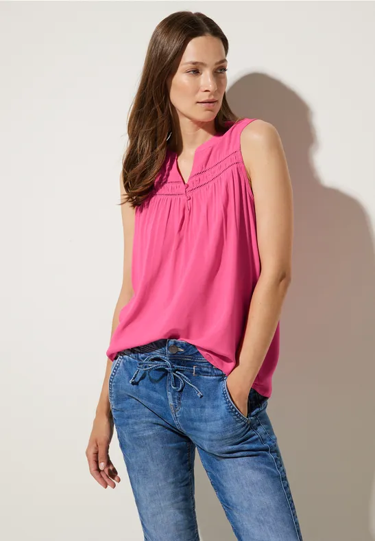 Viskosebluse mit Häkeldetail berry rose