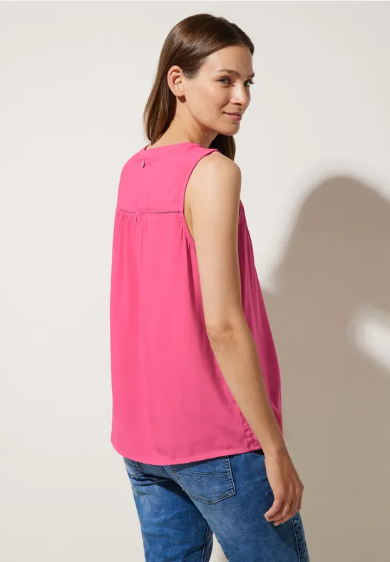 Viskosebluse mit Häkeldetail berry rose