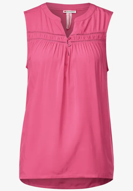 Viskosebluse mit Häkeldetail berry rose