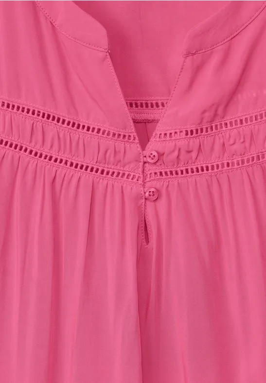 Viskosebluse mit Häkeldetail berry rose