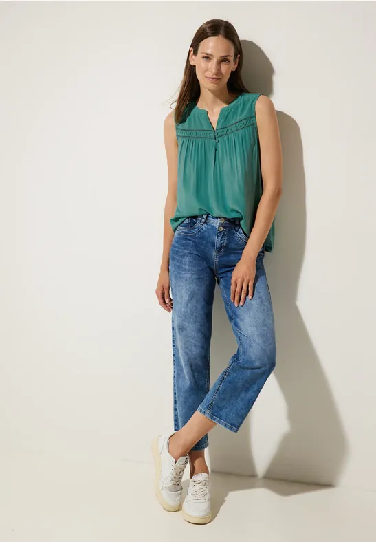 Viskosebluse mit Häkeldetail lagoon green