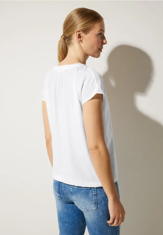 Viskosebluse mit Elastiksaum White
