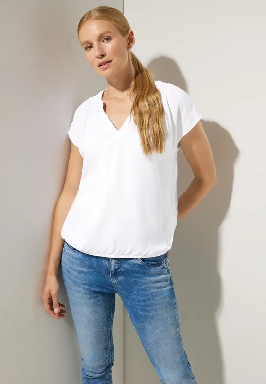 Viskosebluse mit Elastiksaum White