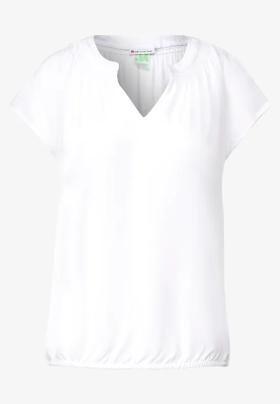 Viskosebluse mit Elastiksaum White