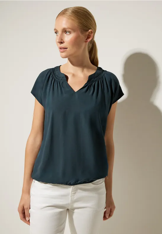 Viskosebluse mit Elastiksaum cool vintage green