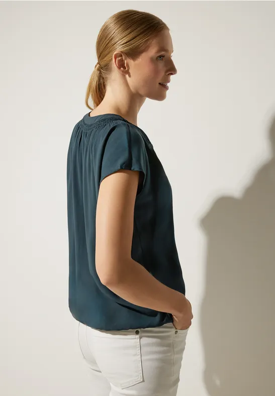 Viskosebluse mit Elastiksaum cool vintage green