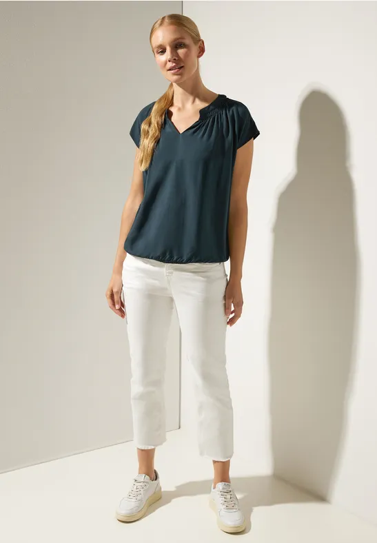 Viskosebluse mit Elastiksaum cool vintage green