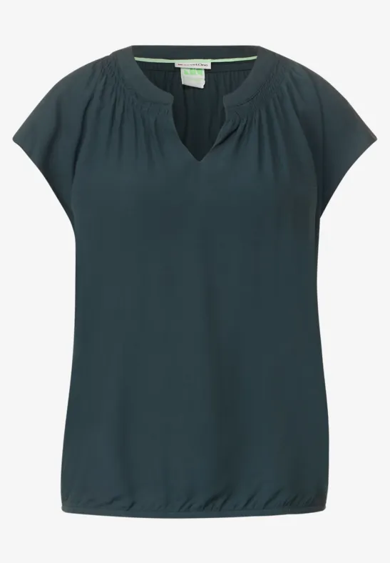 Viskosebluse mit Elastiksaum cool vintage green
