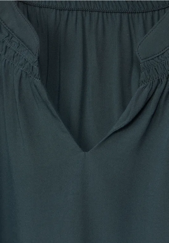 Viskosebluse mit Elastiksaum cool vintage green