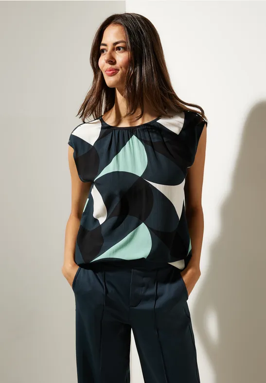 Blusenshirt mit Nietendeko cool vintage green