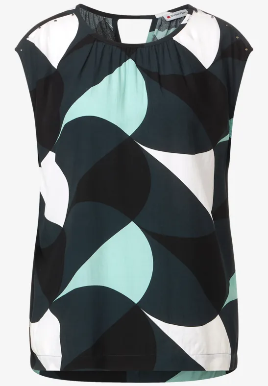 Blusenshirt mit Nietendeko cool vintage green