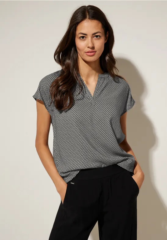 Minimalprint Blusenshirt Black