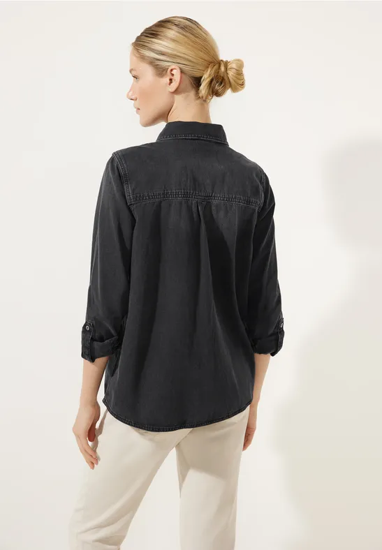 Jeansbluse in Schwarz black soft wash