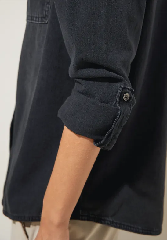 Jeansbluse in Schwarz black soft wash