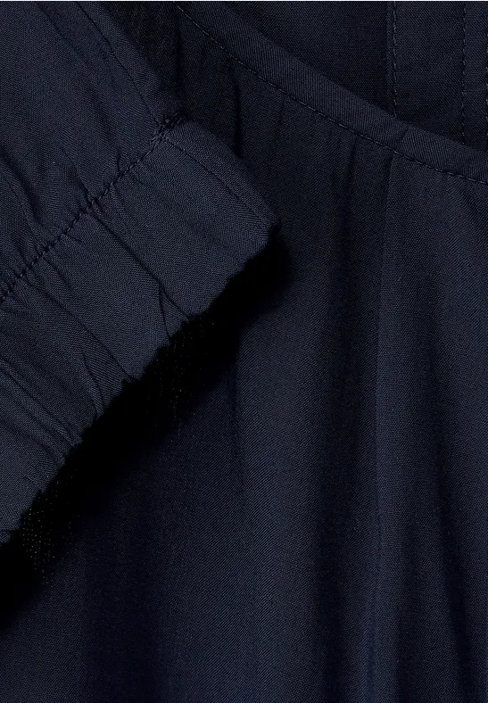 Unifarbene Bluse mit Falten deep blue