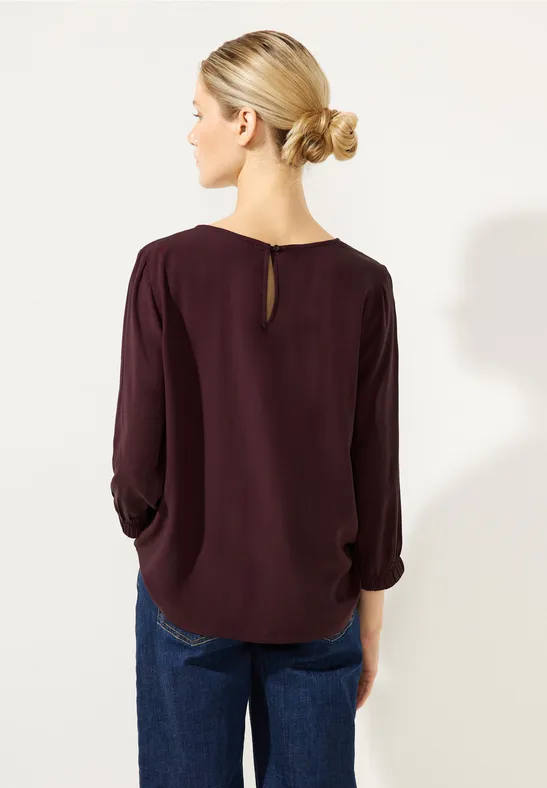 Unifarbene Bluse mit Falten purple brown