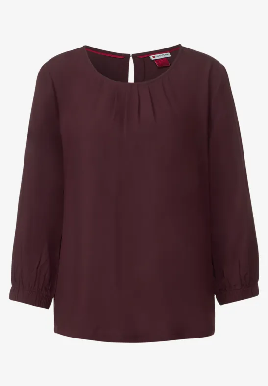Unifarbene Bluse mit Falten purple brown