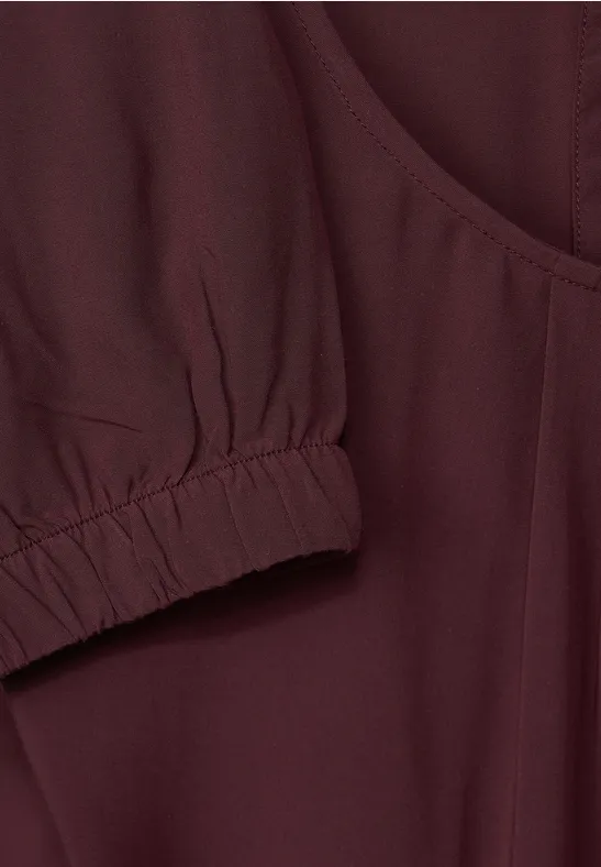 Unifarbene Bluse mit Falten purple brown