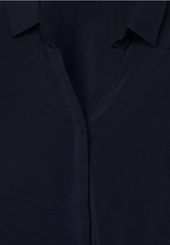 Hemdkragenbluse mit Struktur deep blue