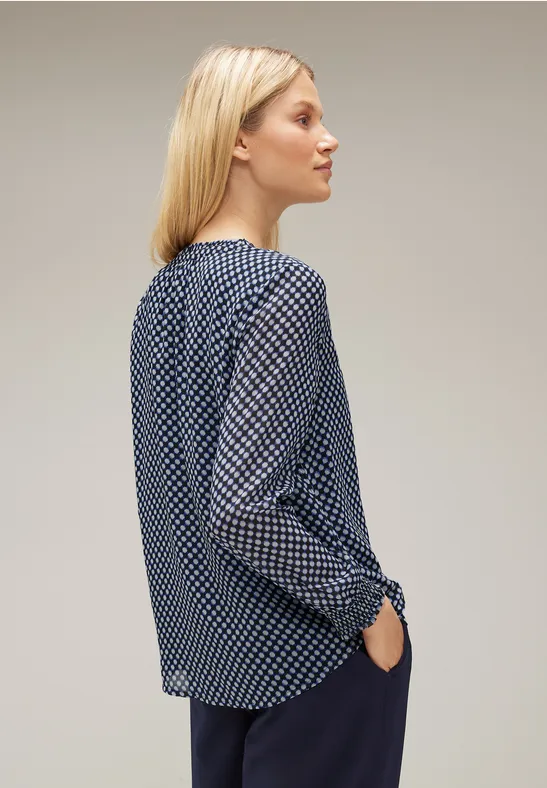 Zarte Bluse mit Punkteprint deep blue