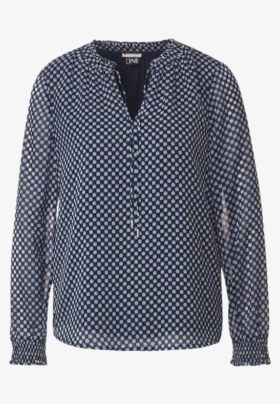 Zarte Bluse mit Punkteprint deep blue