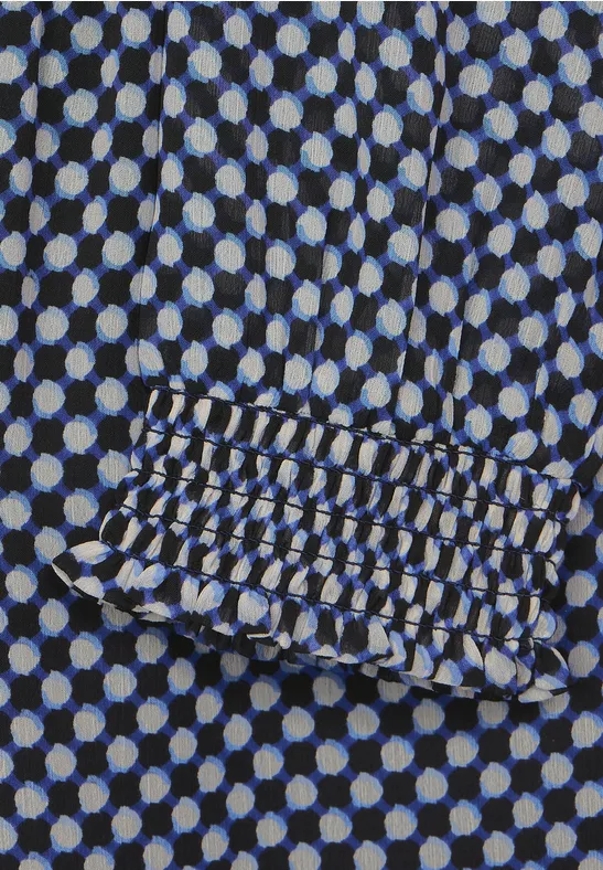 Zarte Bluse mit Punkteprint deep blue