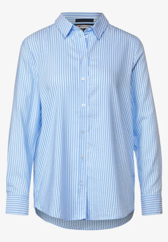 Seersucker Longbluse breath of air blue