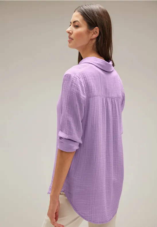 Trendy Musselin Hemdbluse soft pure lilac