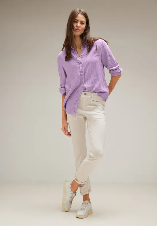 Trendy Musselin Hemdbluse soft pure lilac