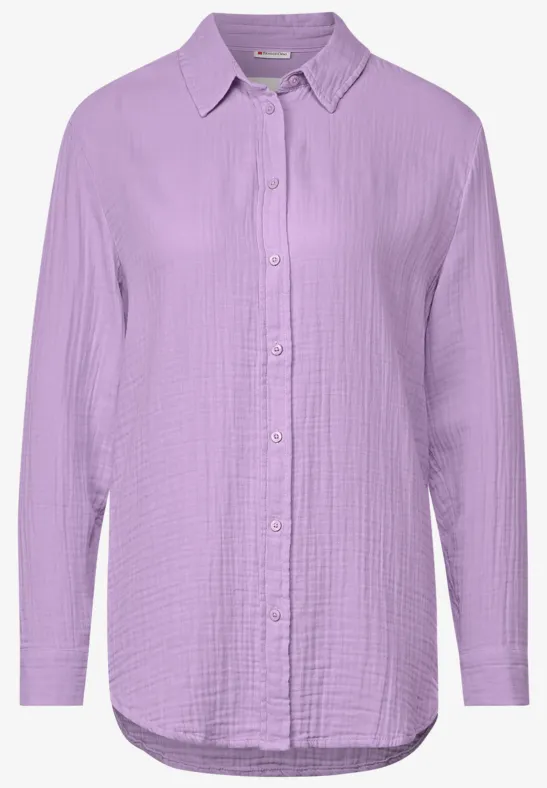 Trendy Musselin Hemdbluse soft pure lilac