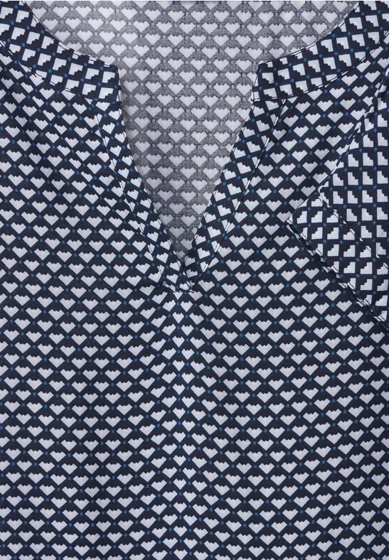 Minimalmuster Viskosebluse deep blue